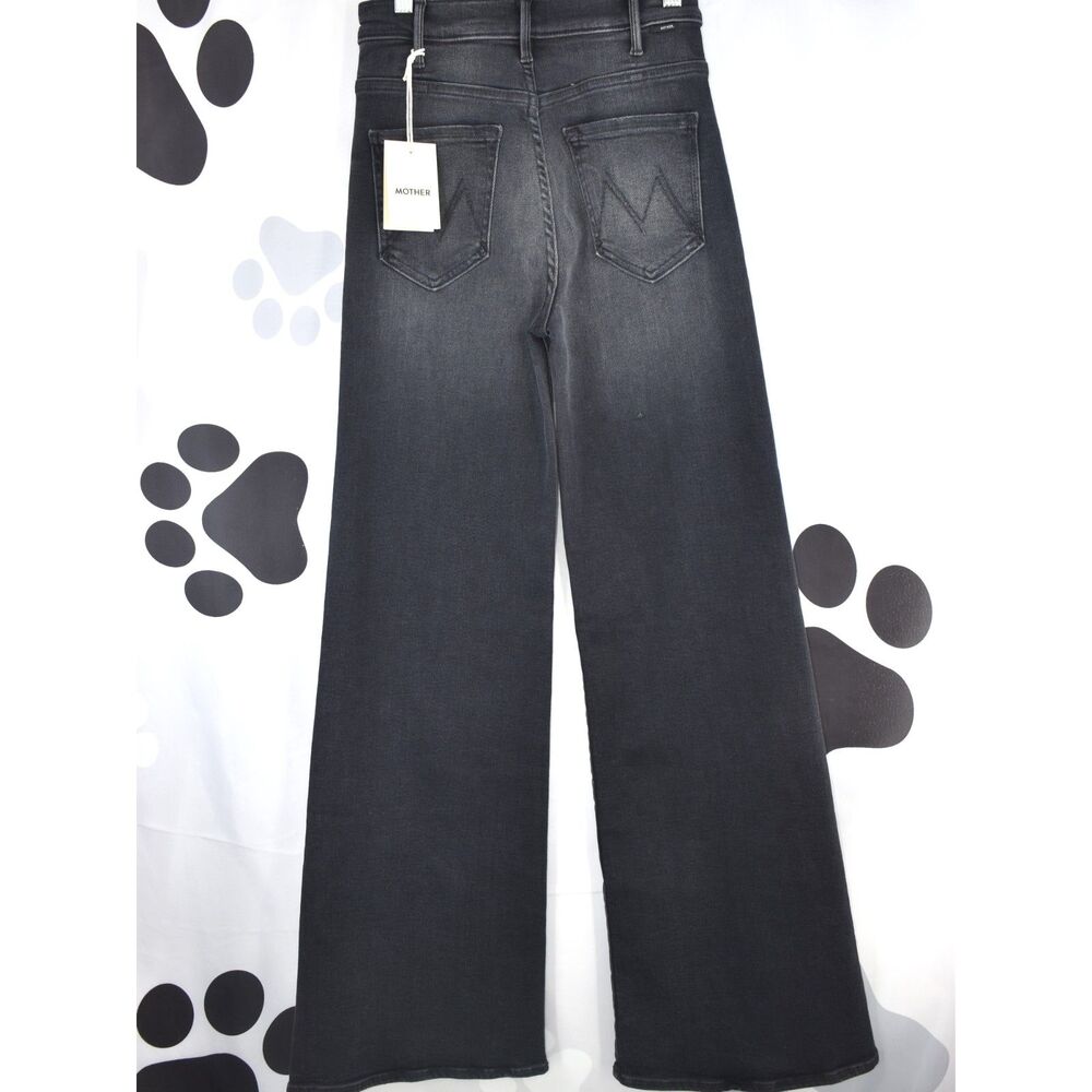 Mother NWT The Hustler Roller Sneak Jeans Wide Leg Not Today Satan Black Size 26 - Picture 4 of 15